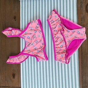 Girls Wave Zone Butterfly Pink Swimsuit